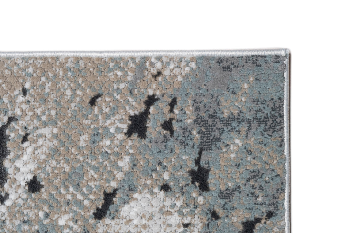METZ 4209 Polyester Viscose Area Rug - Crème Tone-To-Tone, Charcoal, Silver Gray, Teal, Warm Mocha High-Low Detail, 9' 8" X 13' (1 Rug)