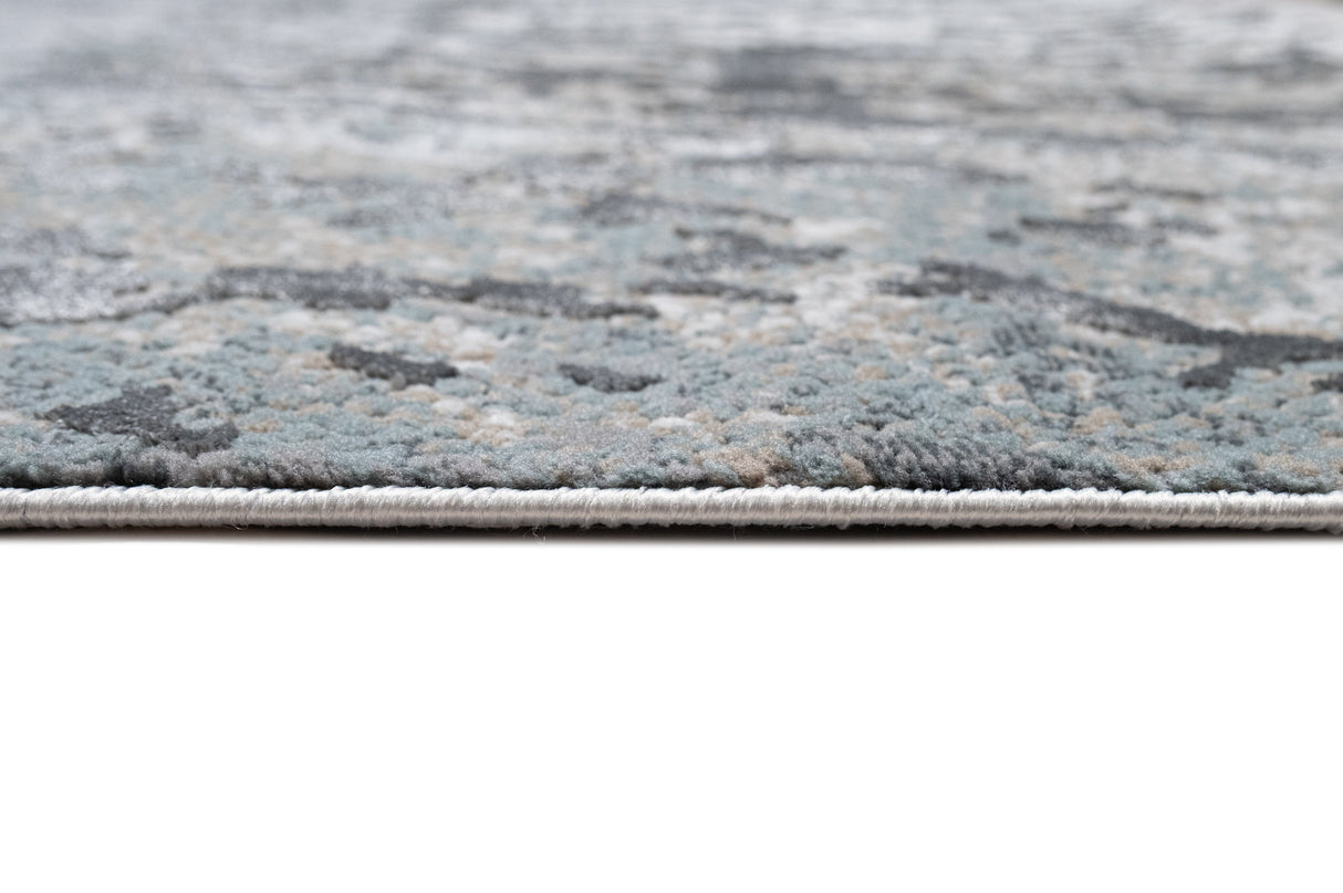 METZ 4209 Polyester Viscose Area Rug - Crème Tone-To-Tone, Charcoal, Silver Gray, Teal, Warm Mocha High-Low Detail, 9' 8" X 13' (1 Rug)