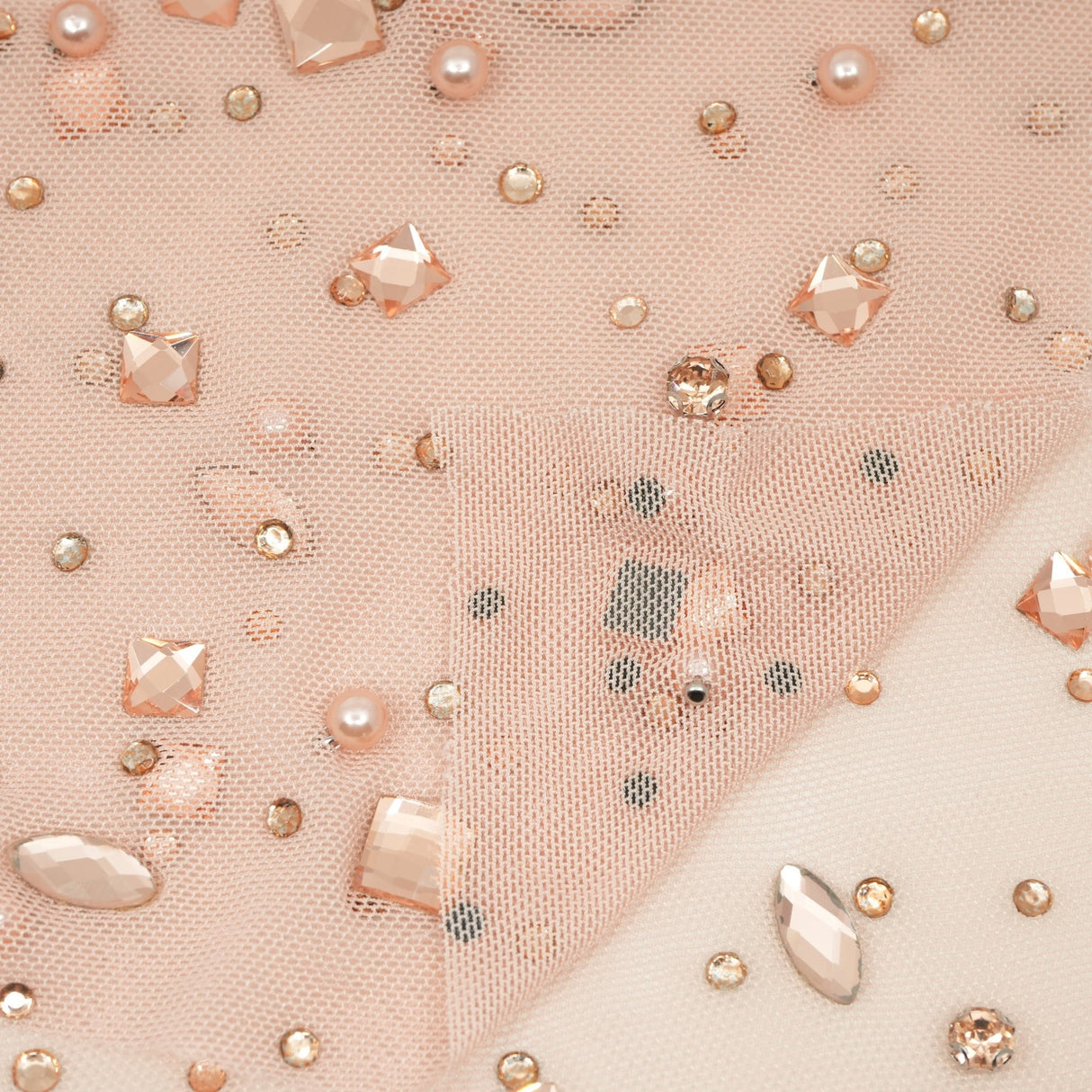 Rhinestone Stretch Mesh Fabric