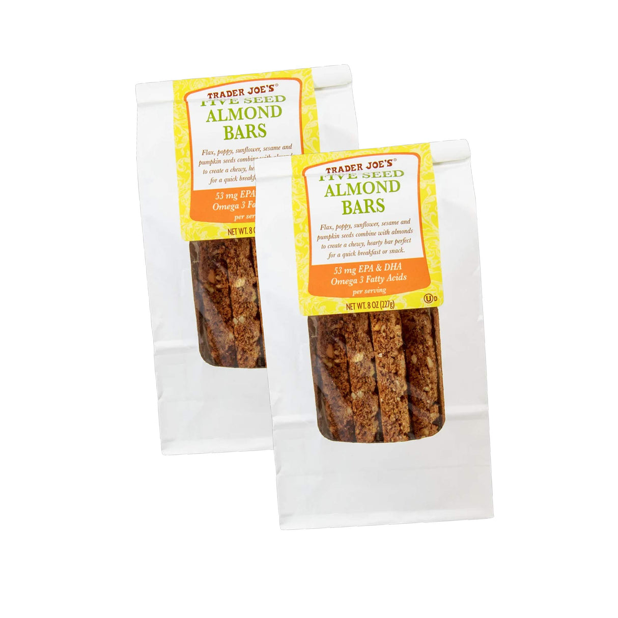 Trader Joe's Five Seed Almond Bars Crunchy & Nutritious 8 Oz