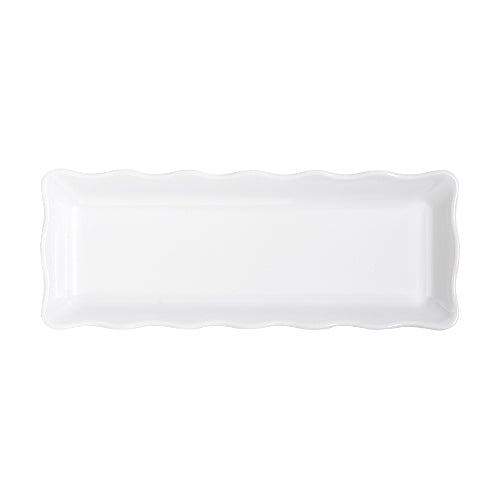 G. E. T. Melamine Display Trays Scallop Edged, Bake & Brew Series, 13.5" x 5.25", White