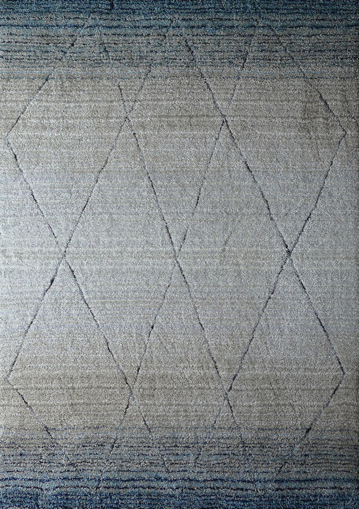 Moroccan Shag Area Rug - Polyester Fabric, Blue/Natural Color Fade, Hand Tufted Hand Carved, 5' X 7' (1 Rug)