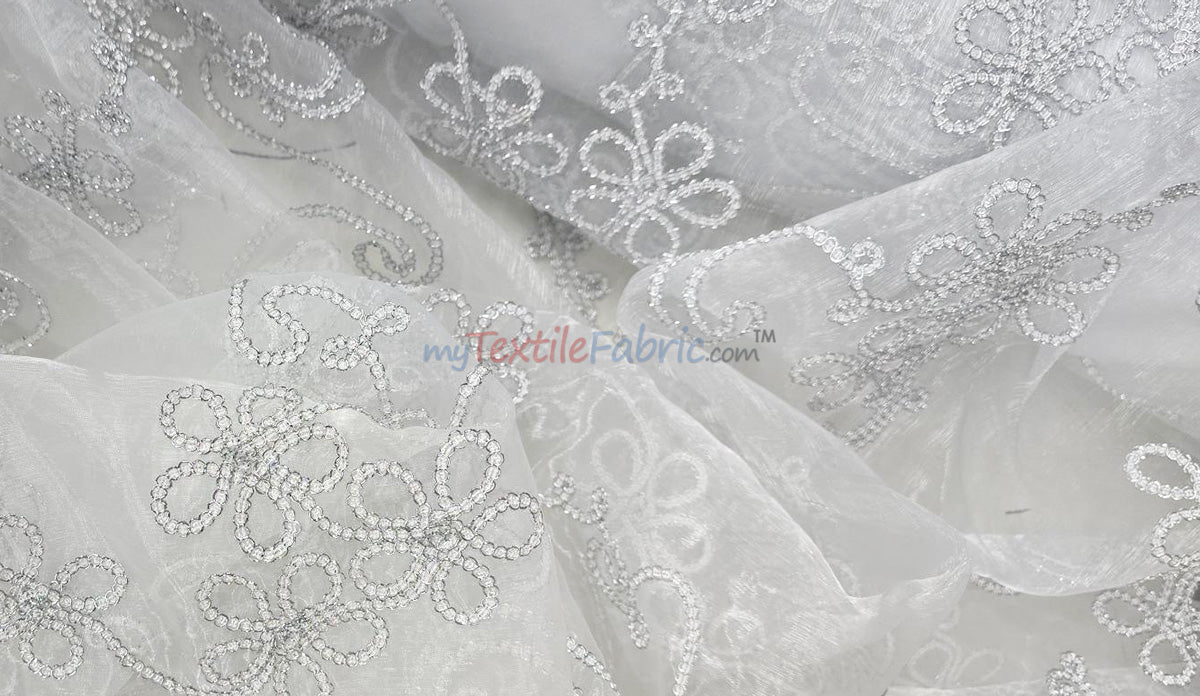 Coco Ribbon Polyester Fabric - Sheer Embroidery, Double Scallop Lace, 52" Width (1 Yard)