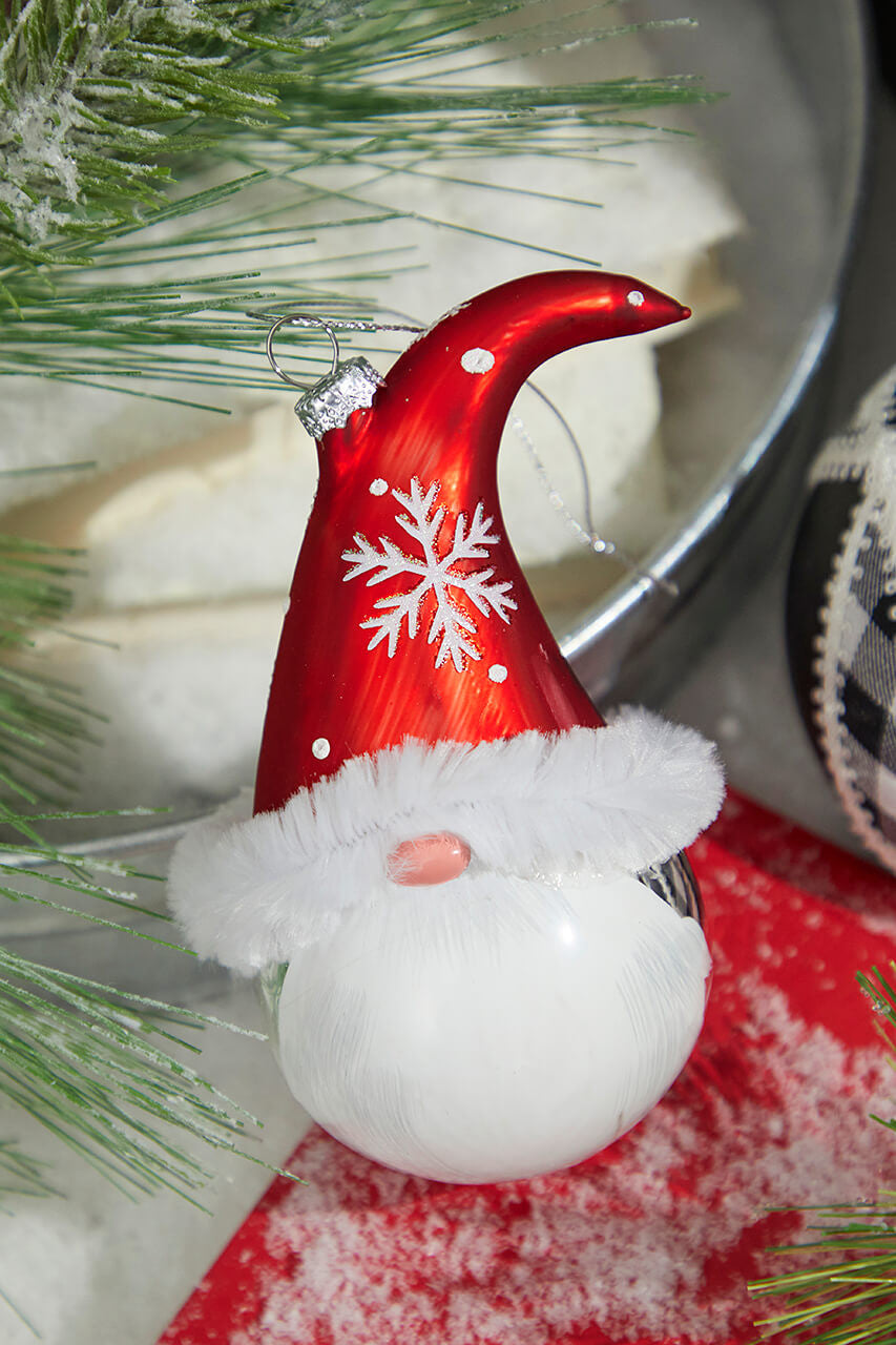 6 Inch Glass Gnome Santa Head Ornament Decorative Christmas Hanging Ornament