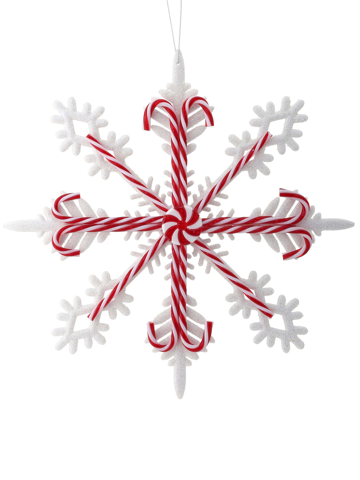 12" Acrylic Peppermint Snowflake Large Ornament