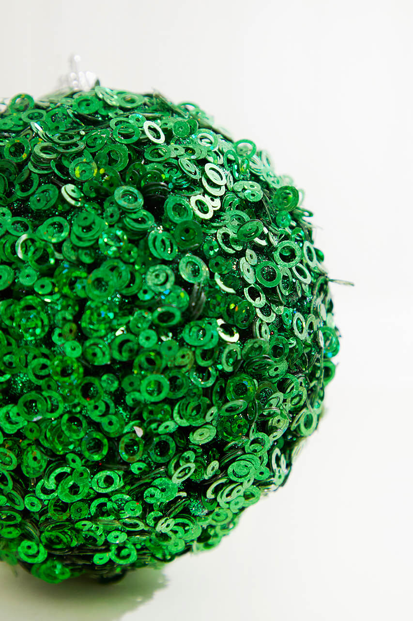 4.5" Green Glamour Sequin Ball Ornament