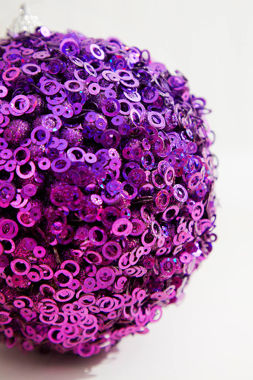 4.5" Purple Glamour Sequin Ball Ornament