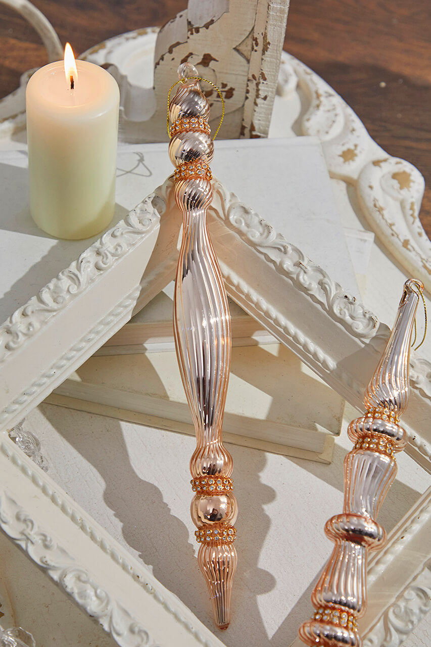 12" Champagne Glass with Jewel Band Icicle Ornament