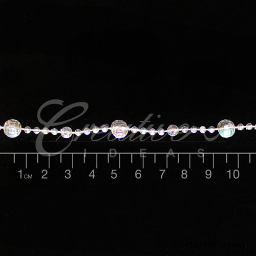 Multi Size Round Beads String-5 Yds (Iridescent)