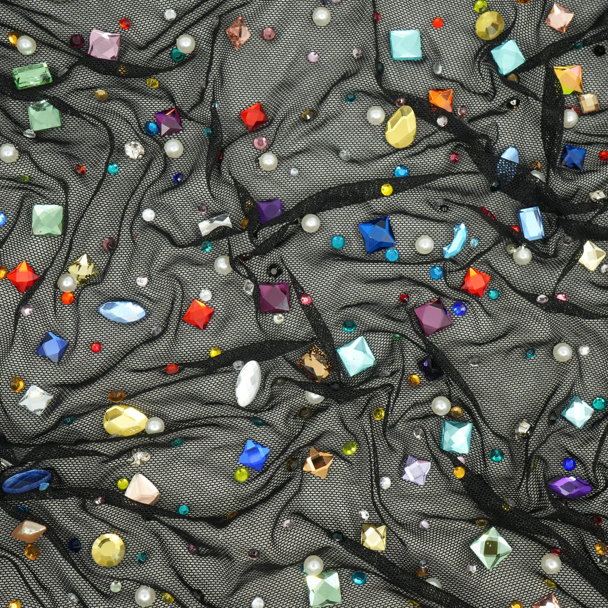 Rhinestone Stretch Mesh Fabric