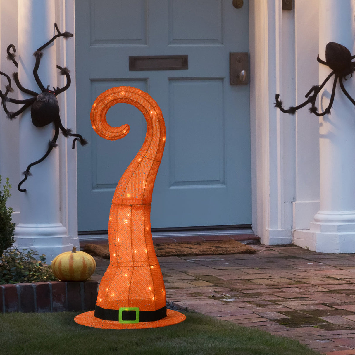 Halloween Pre-Lit Orange Witch's Hat Outdoor Decoration with LED Lights