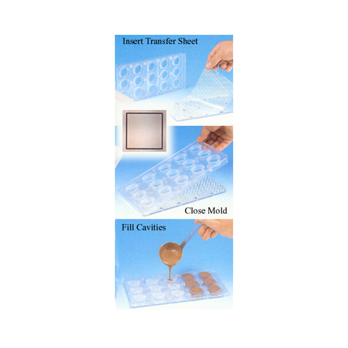 Magnetic Polycarbonate Chocolate Mold 2 pc. Square 3/4" x 1/2" High, 28 Cavities