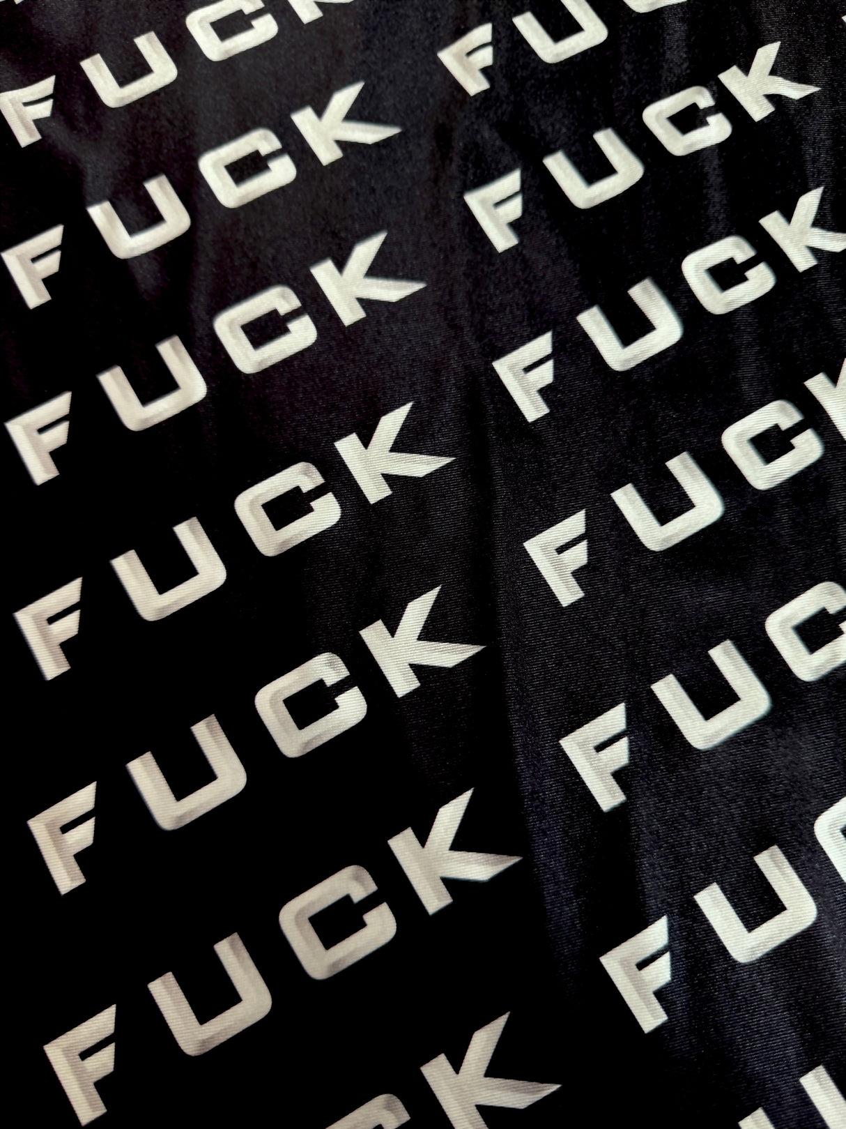 Printed Nylon Spandex Black & White Bold Text