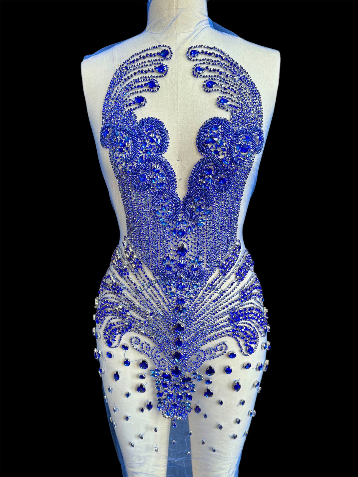 Royal Blue Rhinestone Bodice Applique