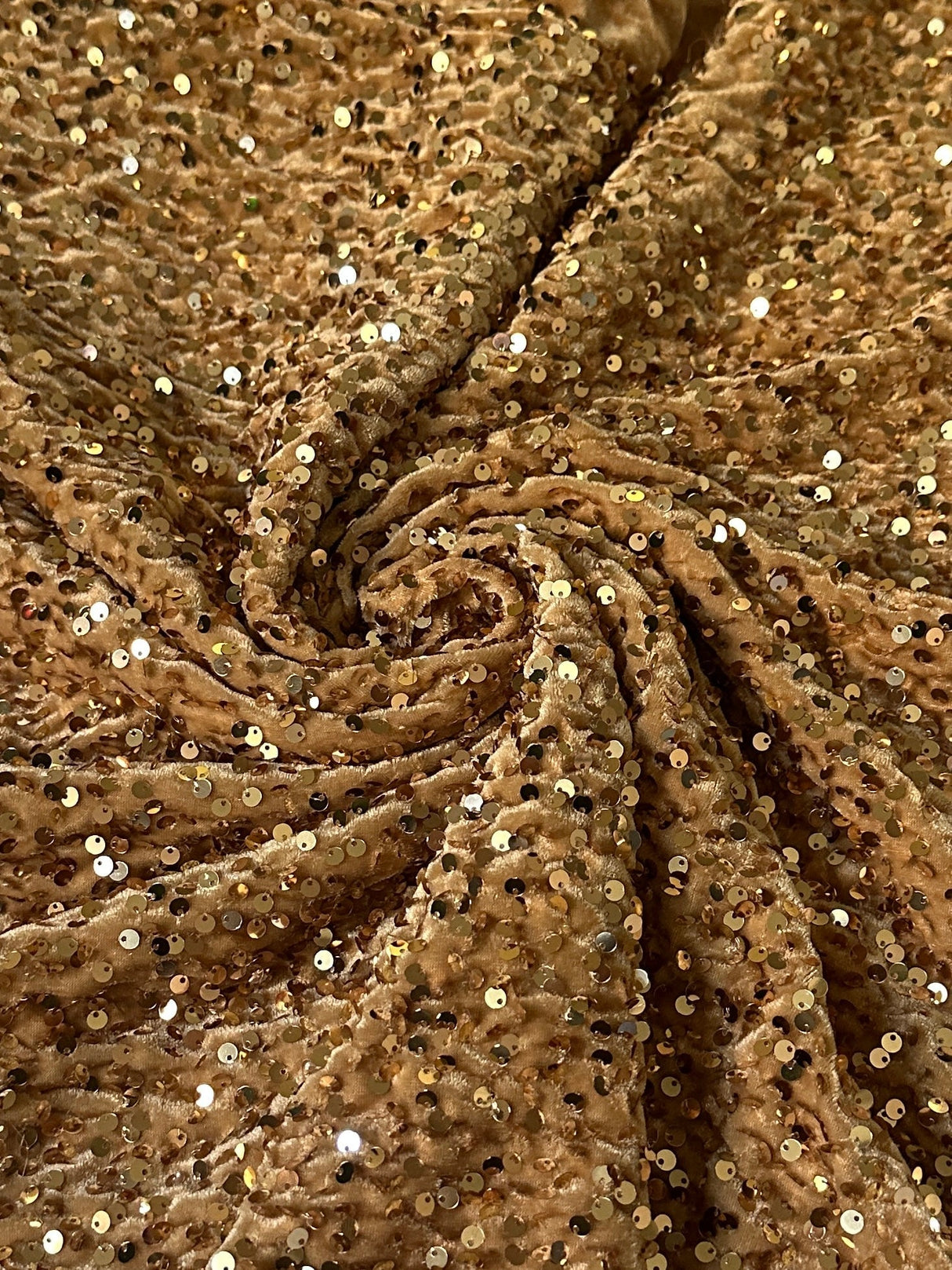 Stretch Sequin Velvet Gold Champagne