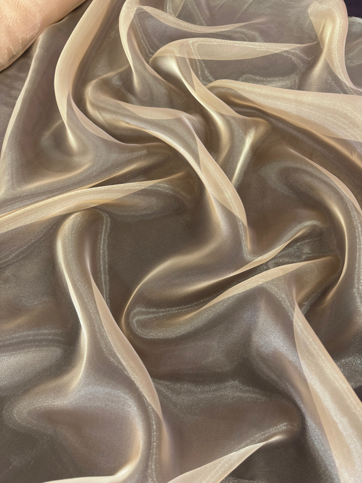 Shimmer Organza Khaki Crystal Organza