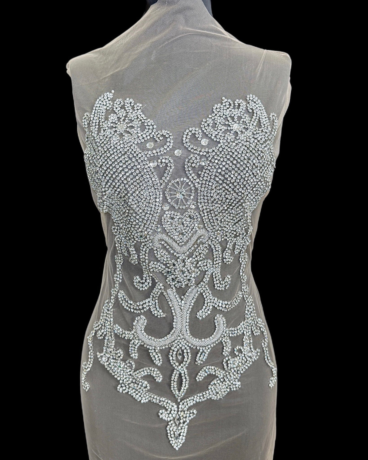 Silver Rhinestone Bodice Applique