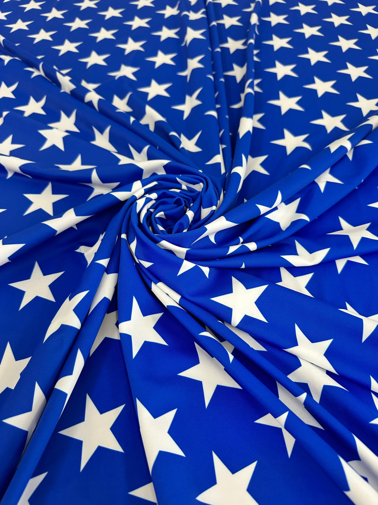 Printed Nylon Spandex Royal Blue Star Print