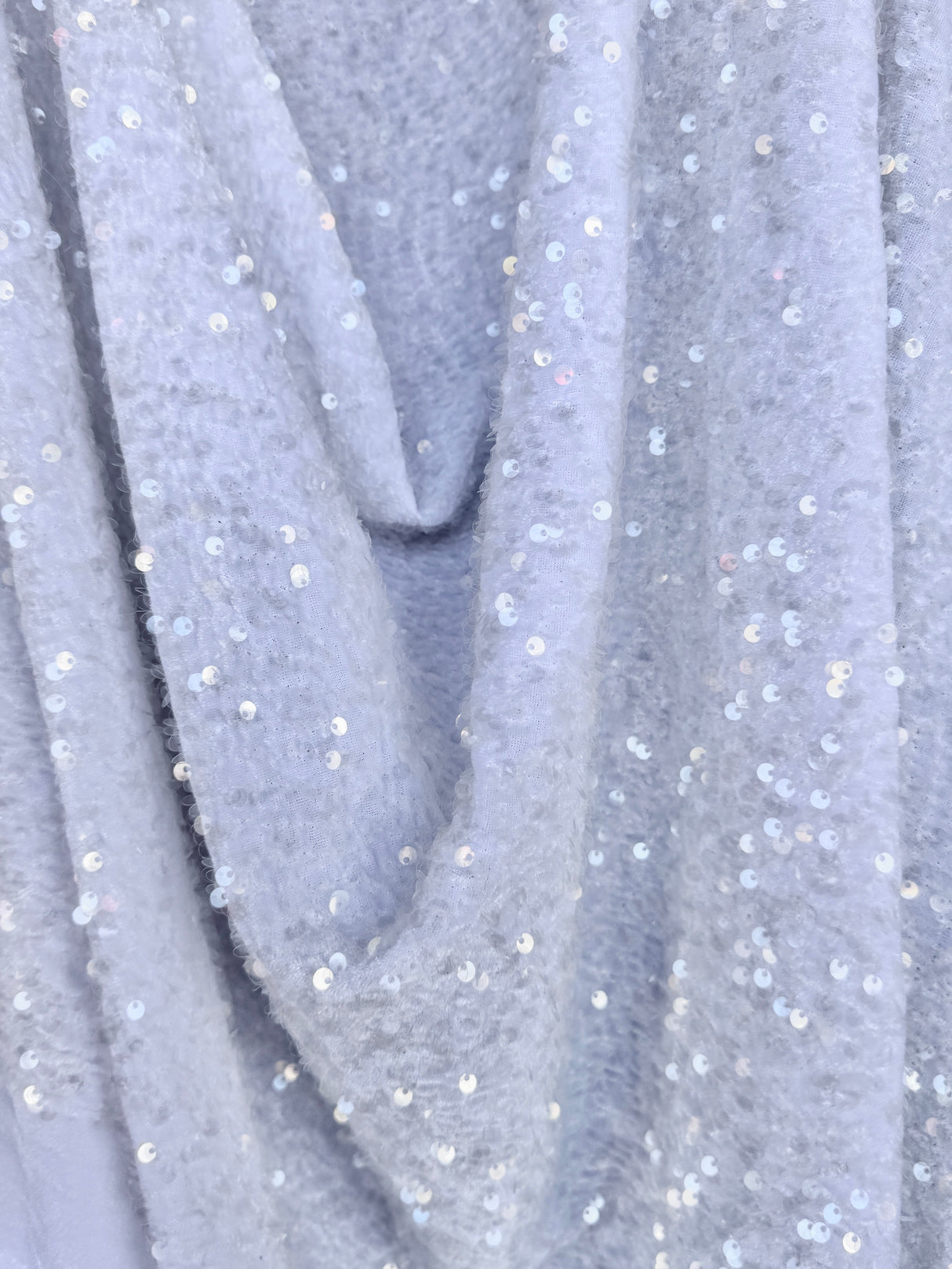 Stretch Sequin on Velvet White