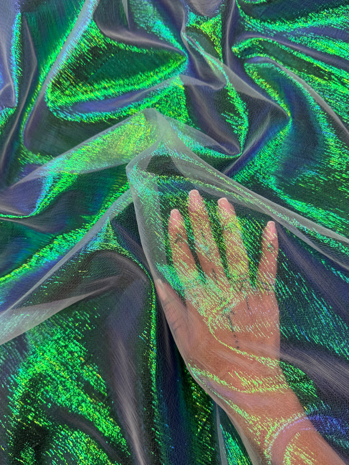 Iridescent Crushed Organza Green