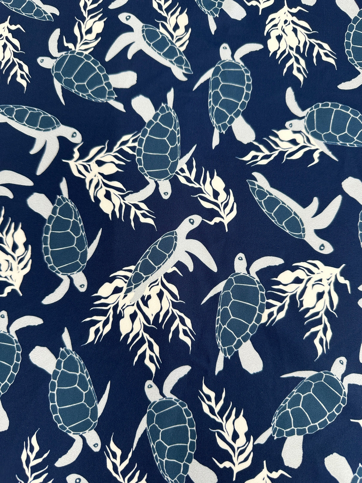 Printed Nylon Spandex Navy Turtle