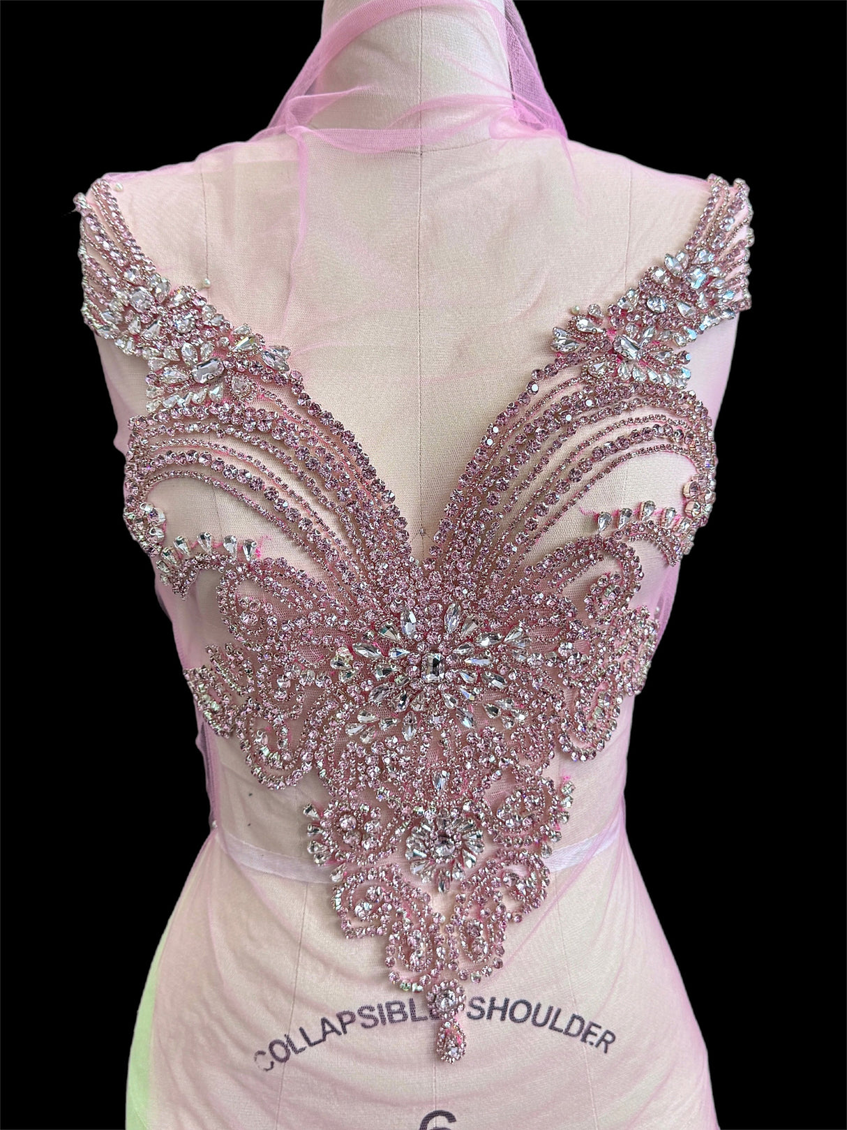 Baby Pink Rhinestone Bodice Applique
