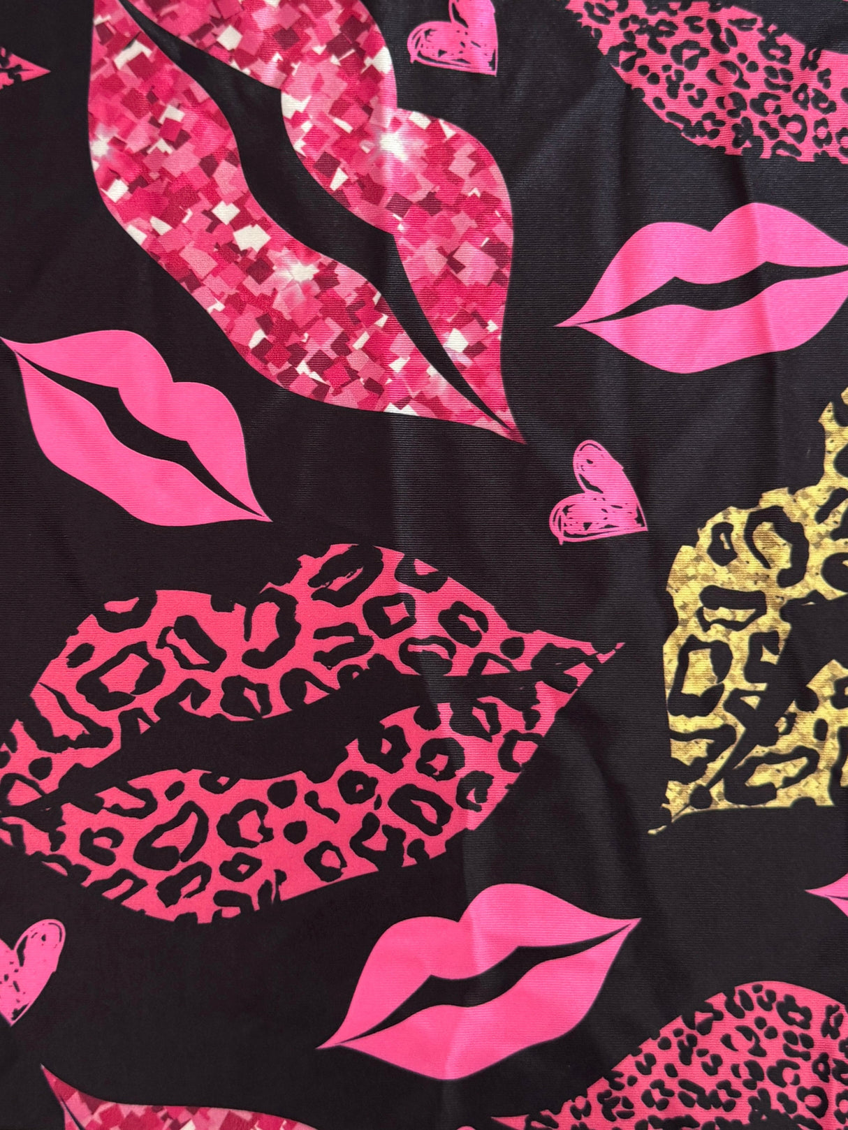 Printed Nylon Spandex Pink Lips