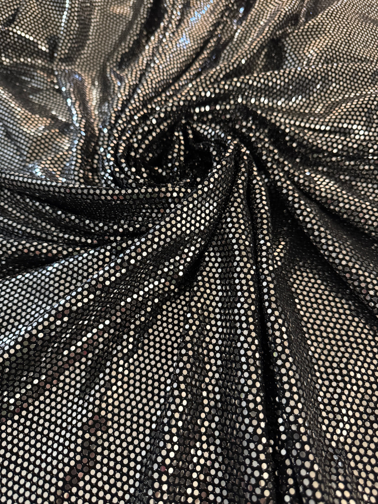 Stretch Sequin Mirror Foiled Spandex Silver