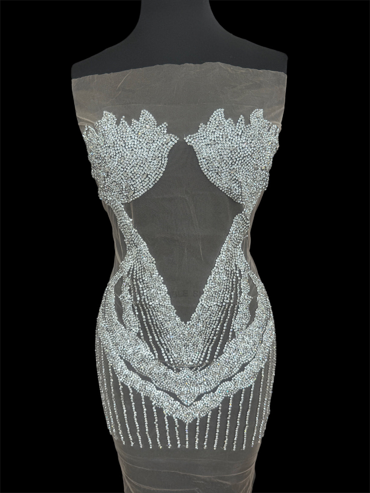 Silver Rhinestone Bodice Applique