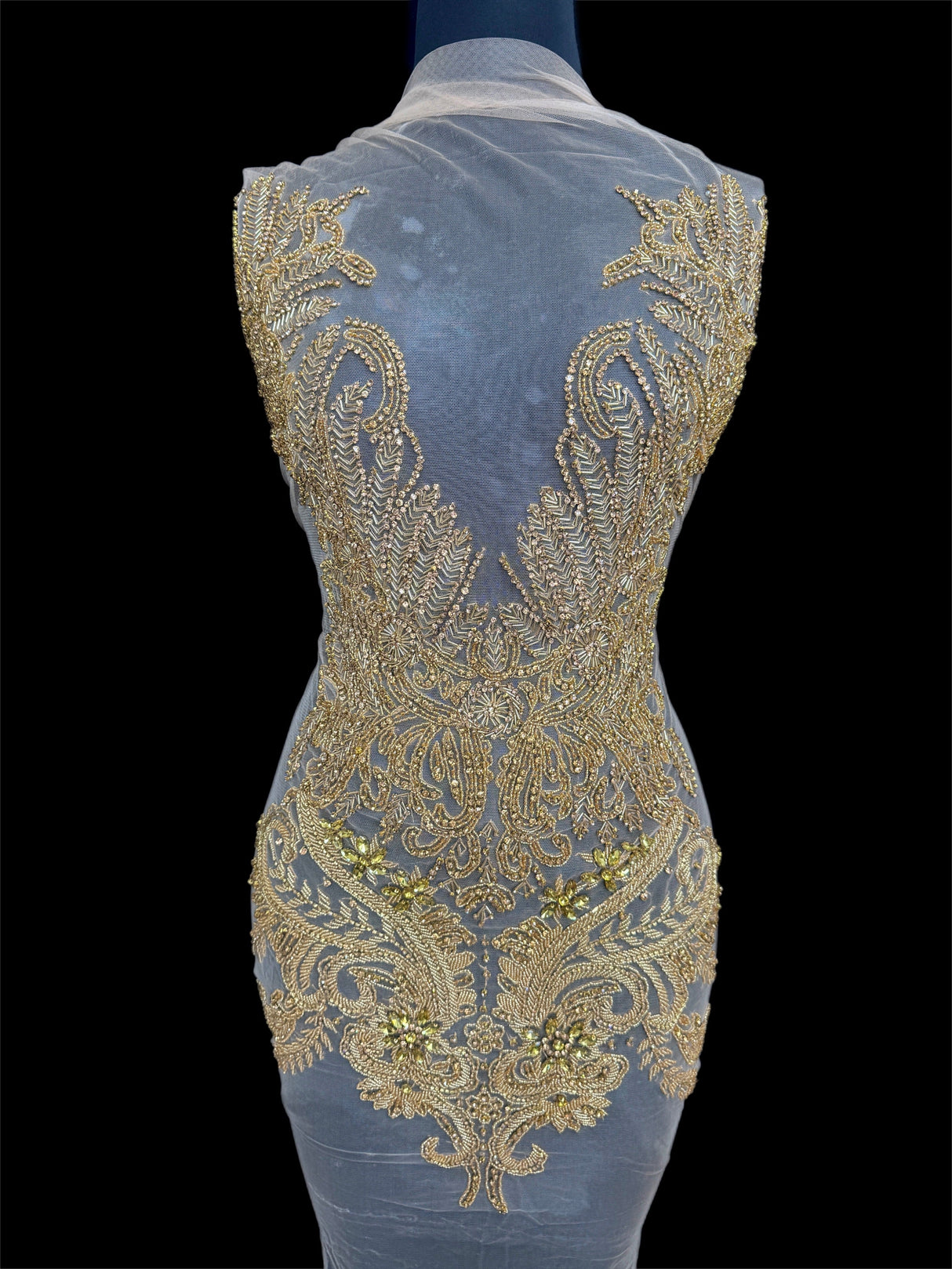 Gold Rhinestone Bodice Applique