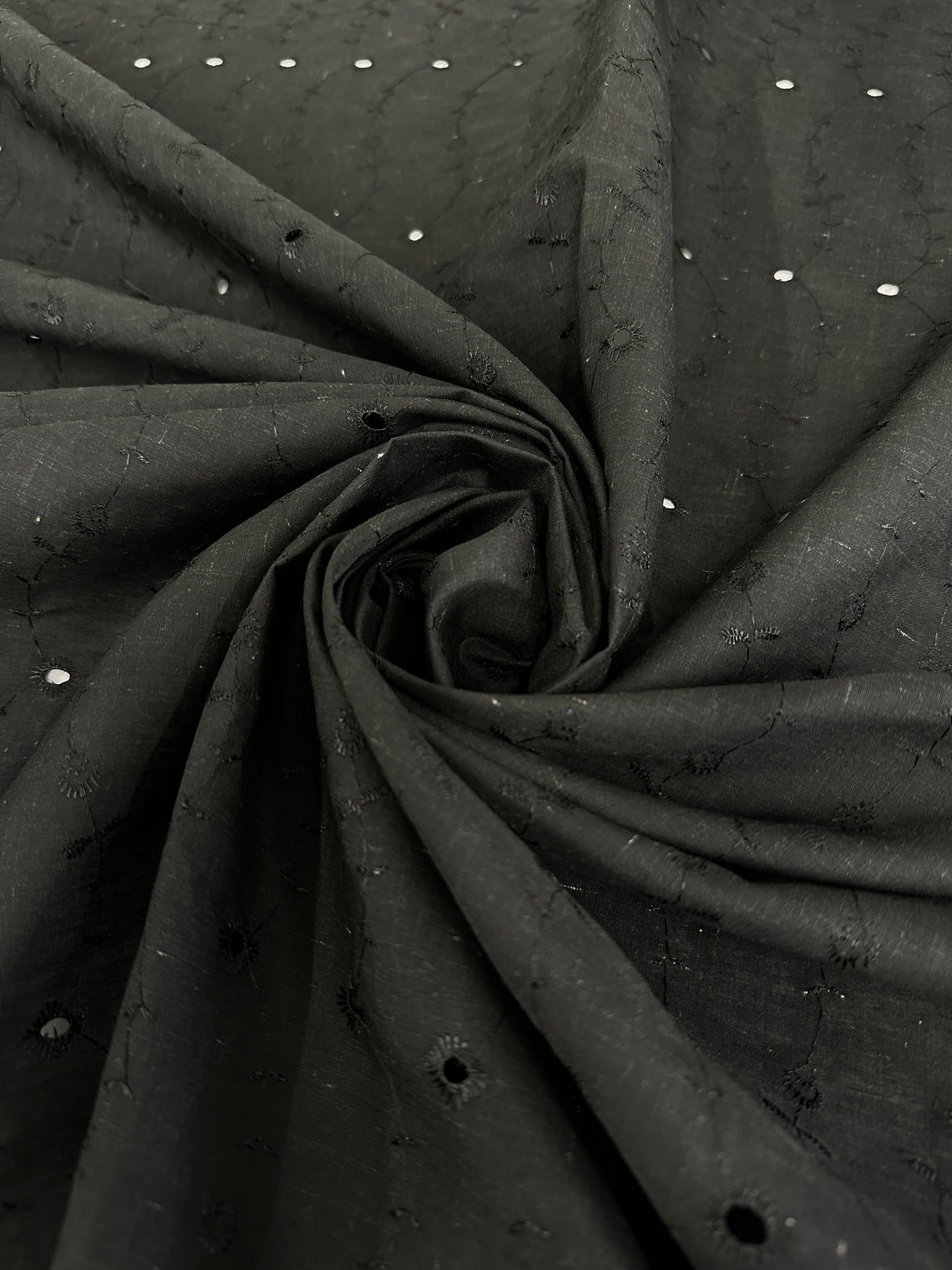 Black Embroidered Cotton Eyelet