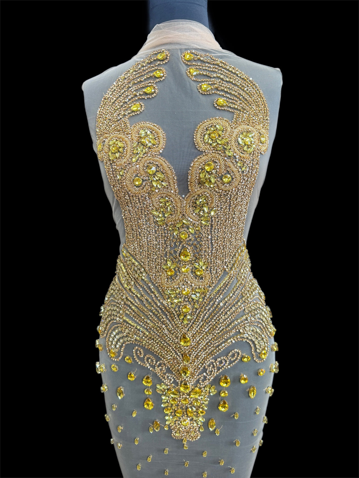 Gold Rhinestone Bodice Applique