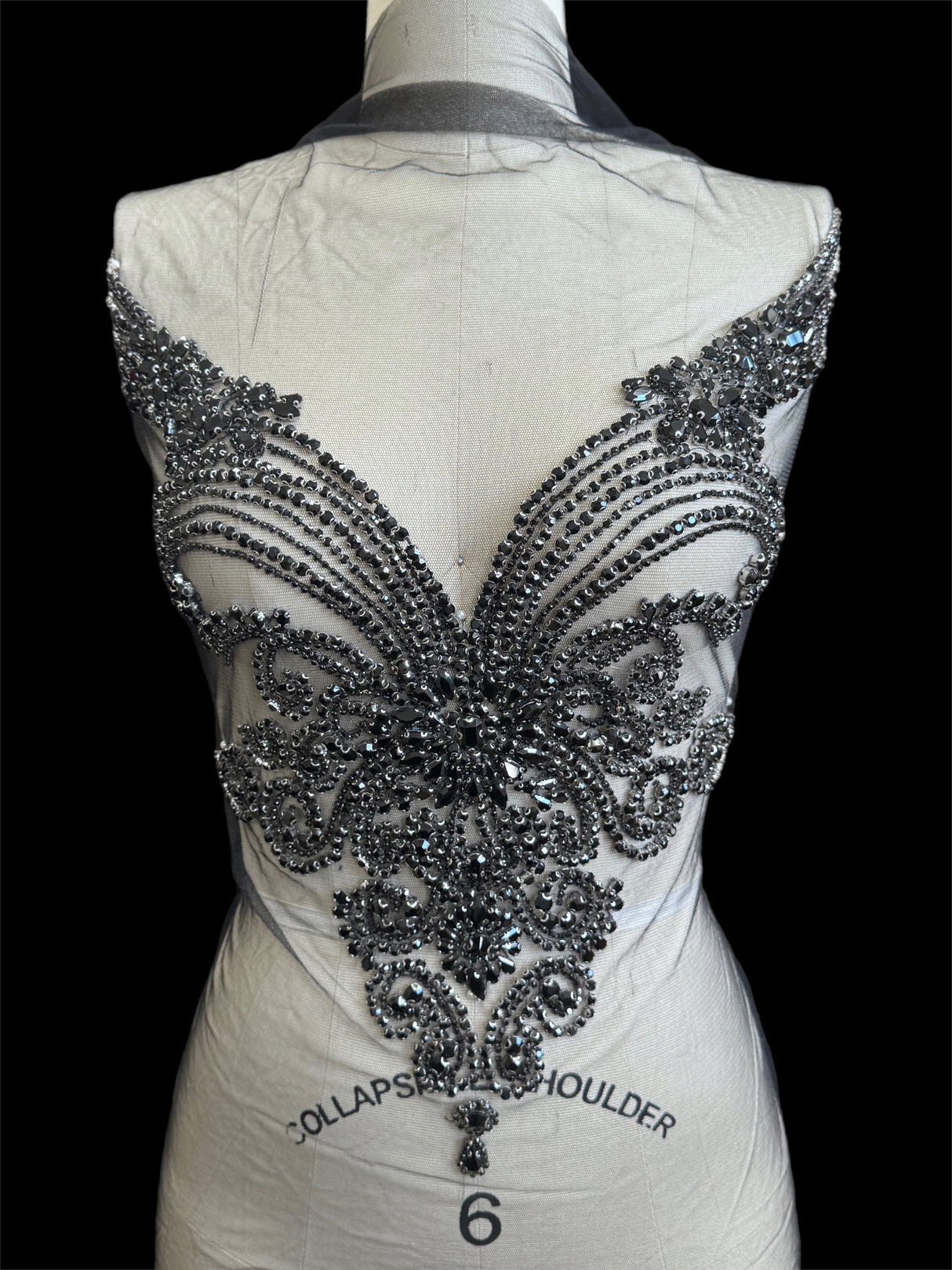 Black Rhinestone Bodice Applique