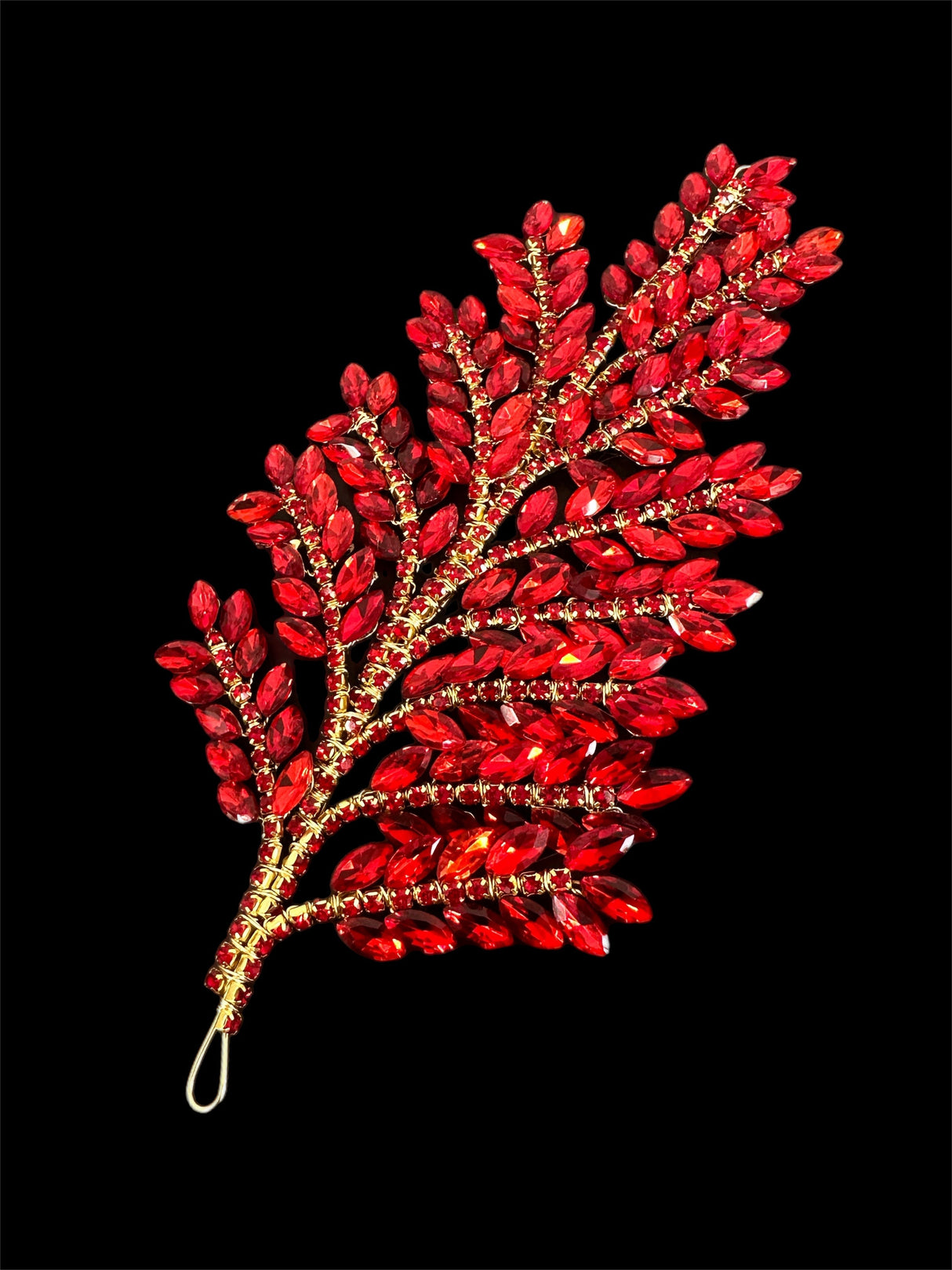 Red Bridal Leaves Rhinestone Applique