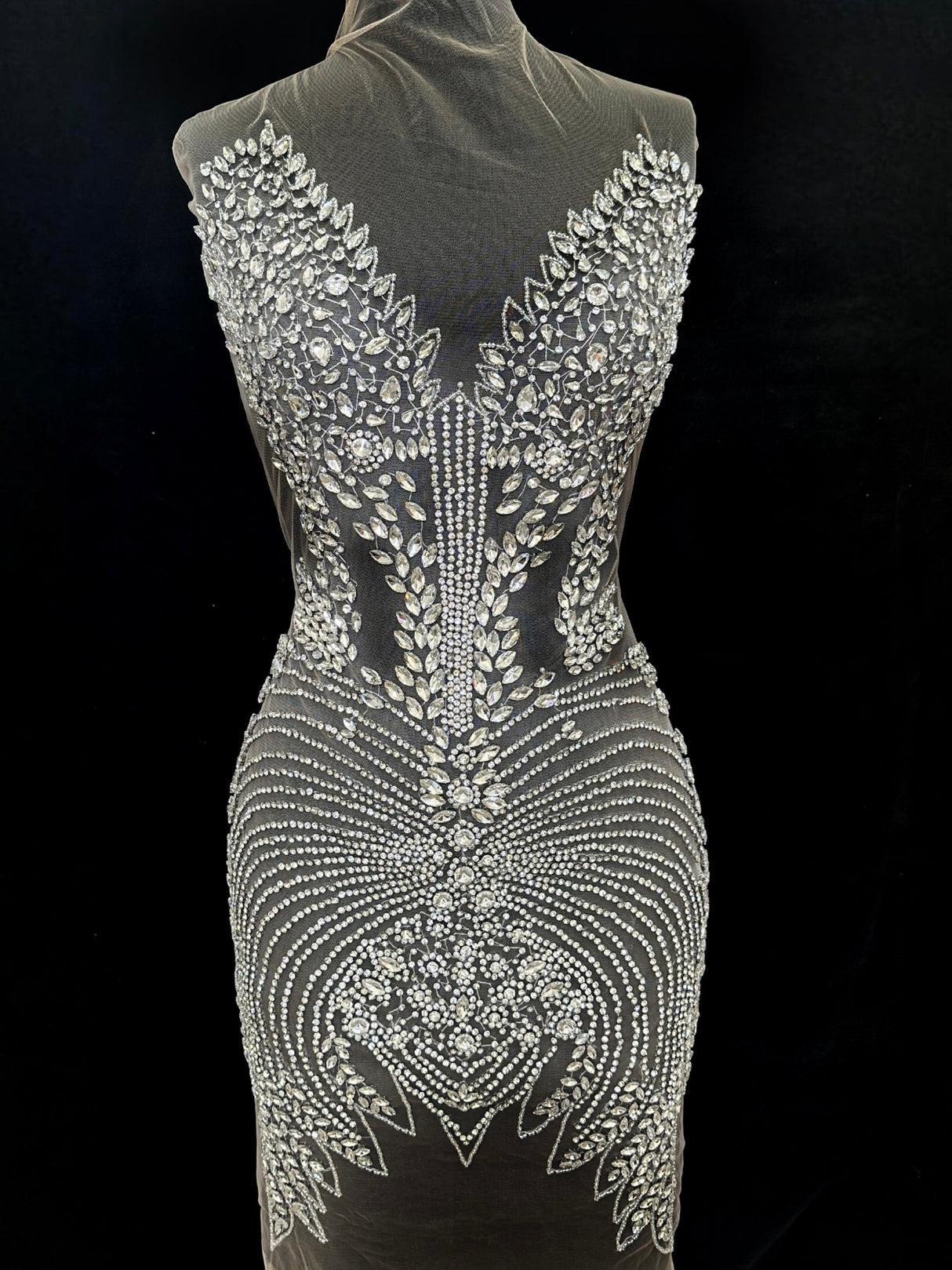Silver Rhinestone Bodice Applique