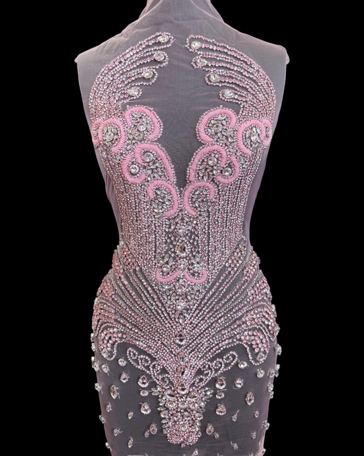 Rhinestone Bodice Applique in Baby Pink