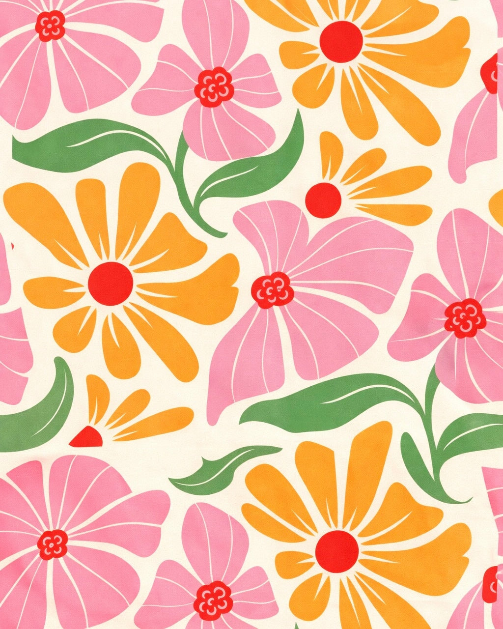 Printed Nylon Spandex Pink Retro Blossom Flower