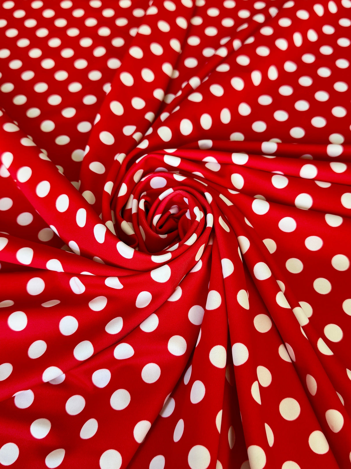 Printed Nylon Spandex Red Polka Dot