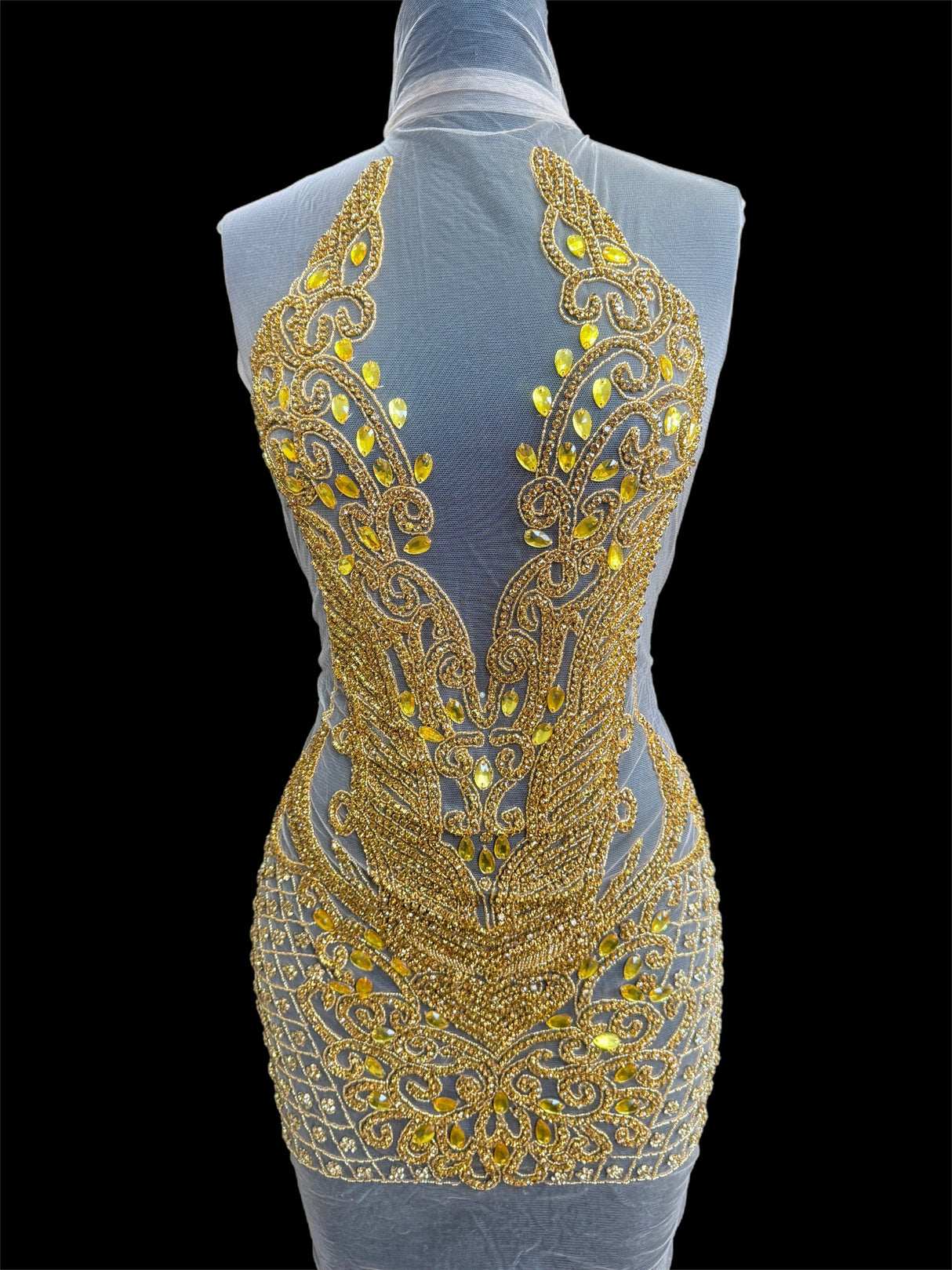 Gold Rhinestone Bodice Applique
