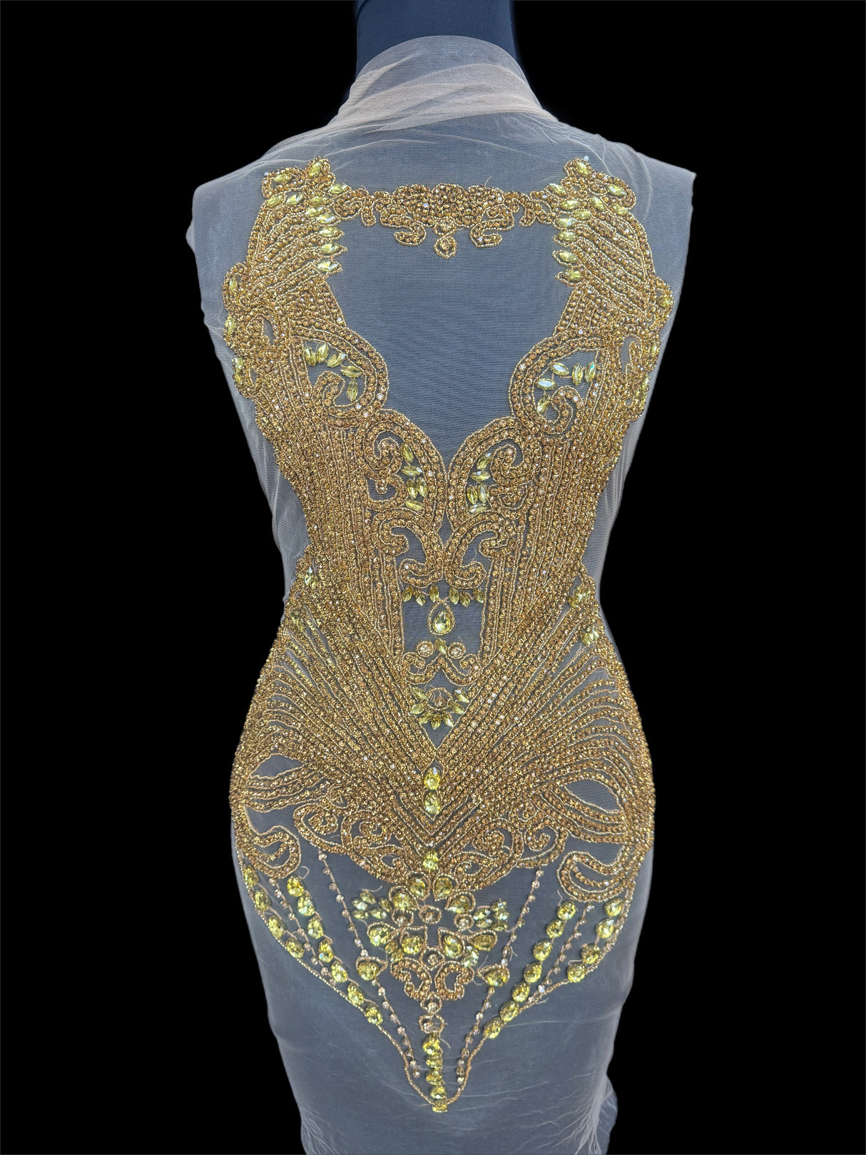 Gold Rhinestone Bodice Applique