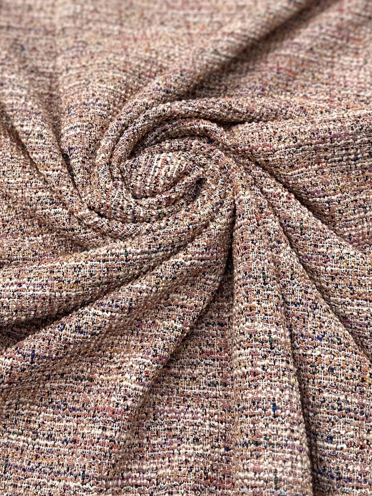 Stretch Chenille Tweed Blush Pink