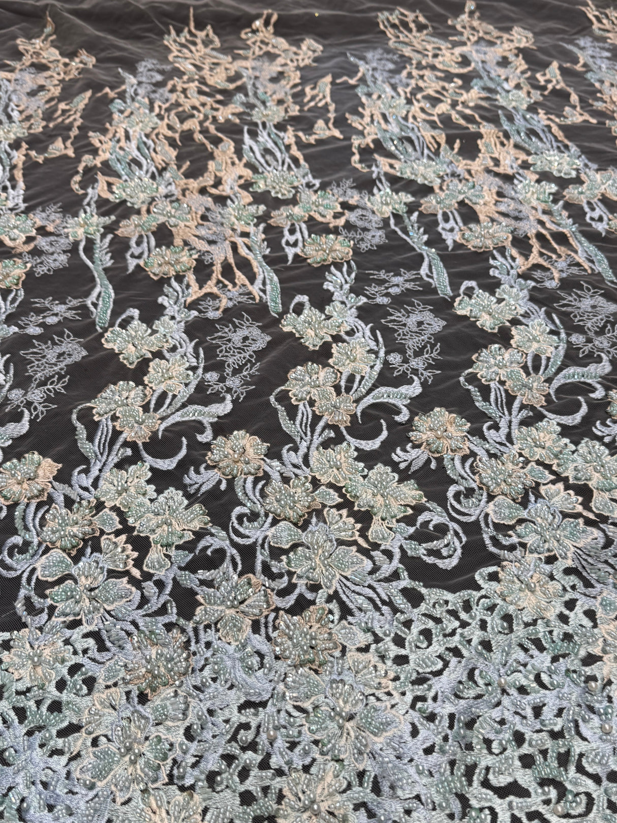 Pearl Beaded Floral Embroidery Lace