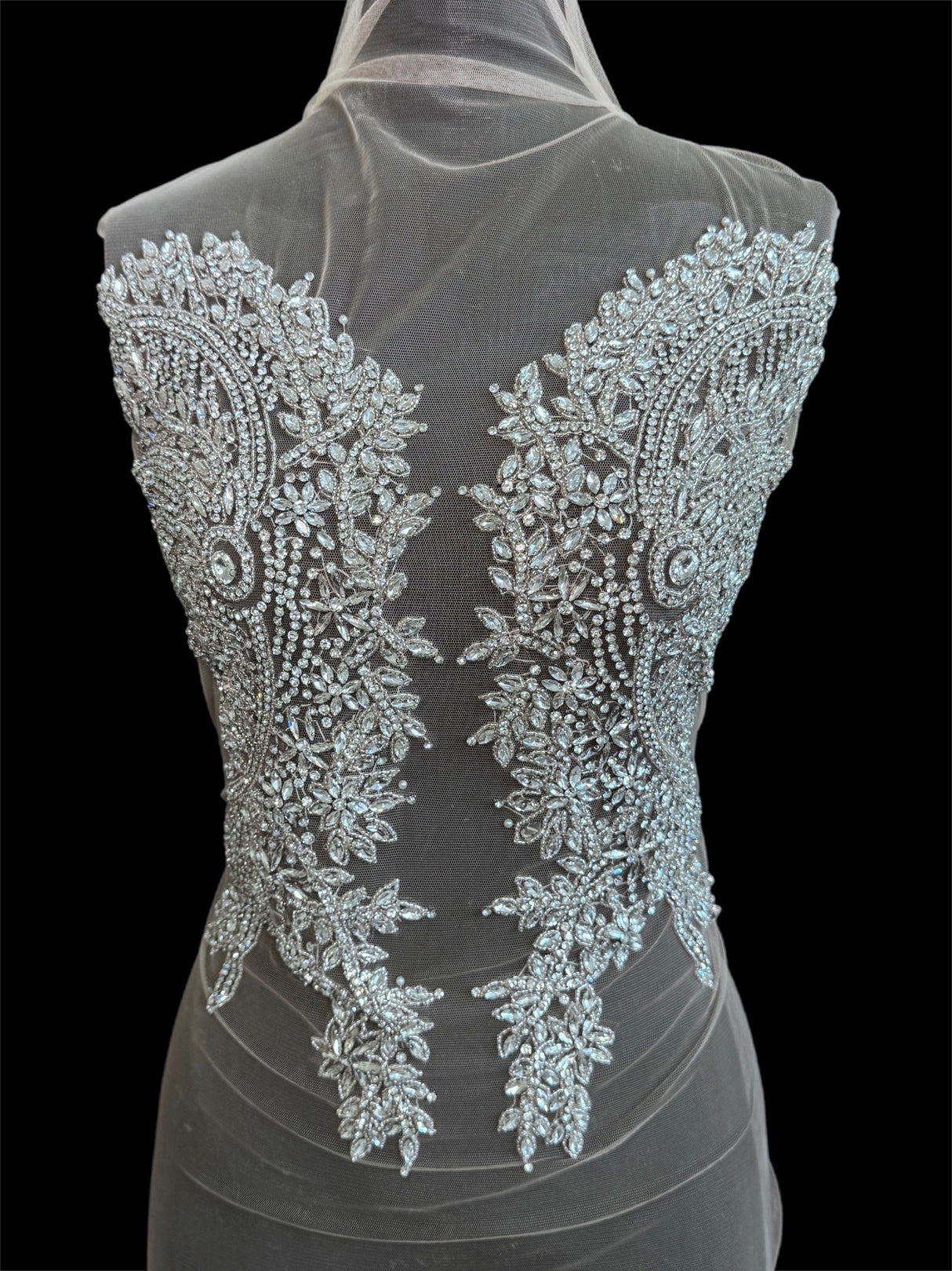 Silver Rhinestone Bodice Applique