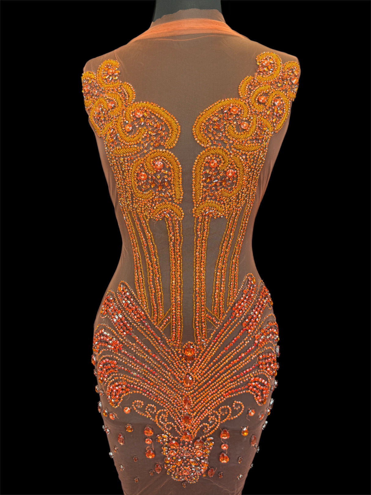 Orange Rhinestone Bodice Appliqué