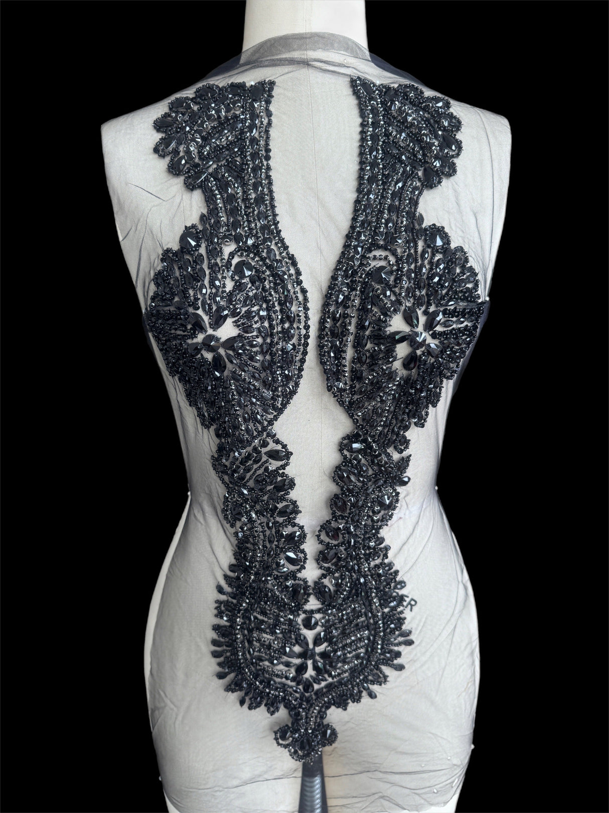Black Rhinestone Bodice Appliqué