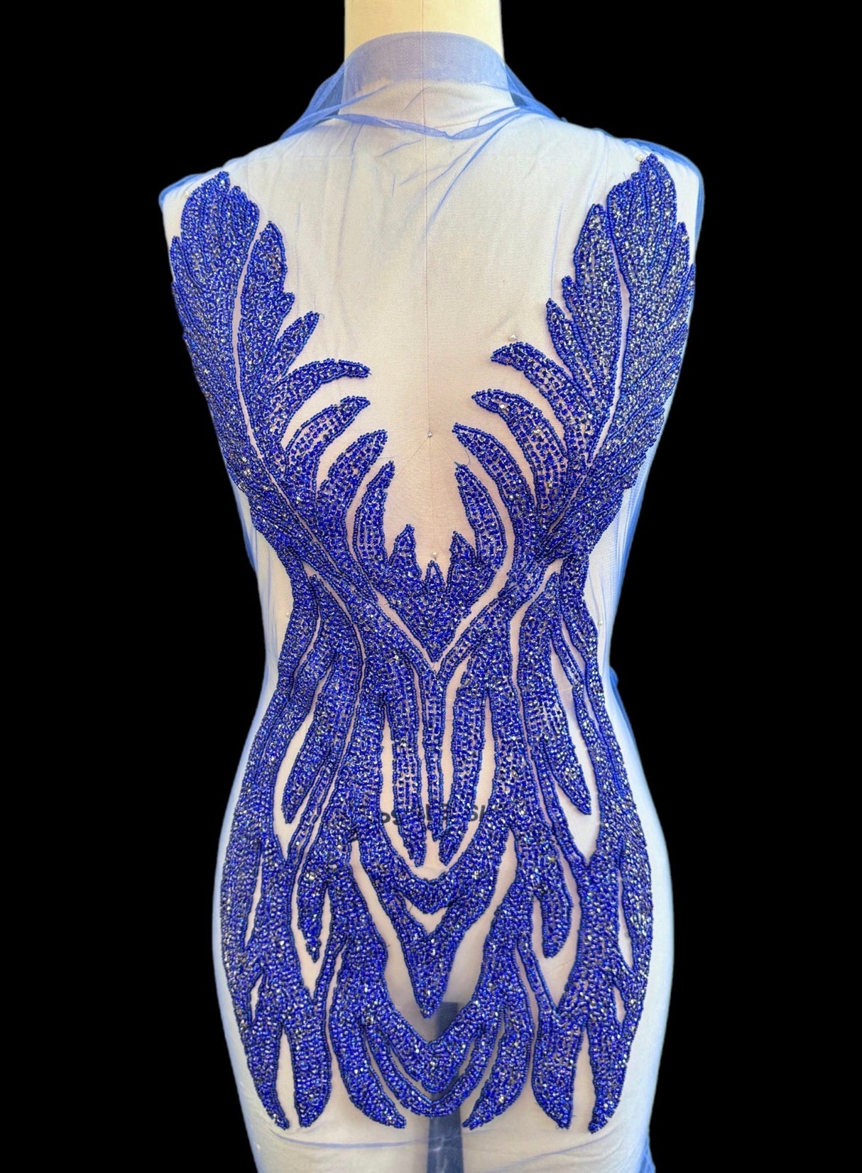 Royal Blue Rhinestone Bodice Applique