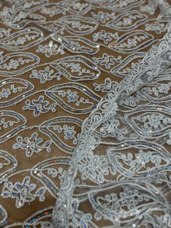 1 Yard Mango Shape Lace Fabric by the Yard with Double Sided Border 54" Width