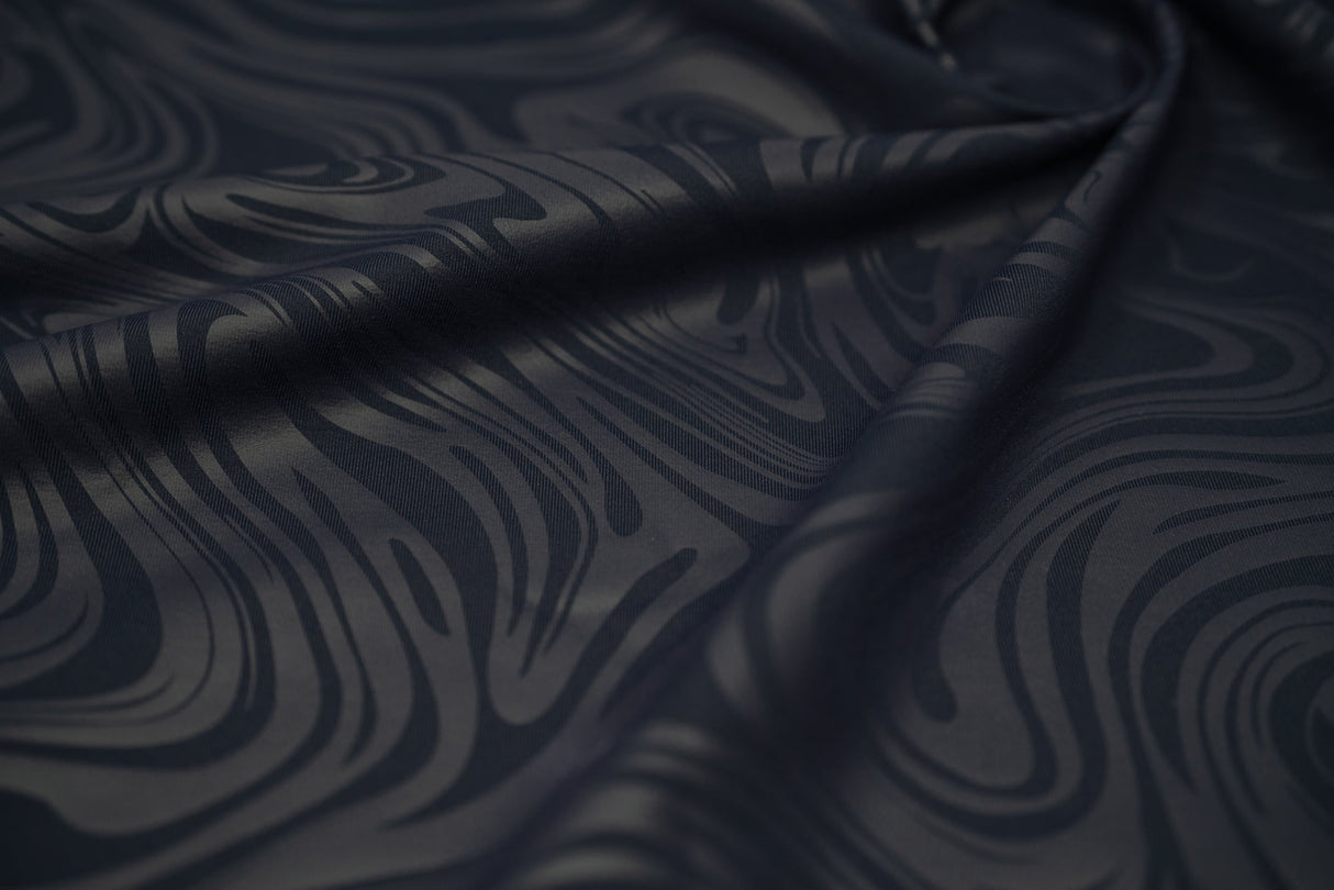 Marble Foil Printed Nylon Spandex Superflex Fabric - Metallic Marble Print, 55/56" Width, 345 GSM (1 Yard)