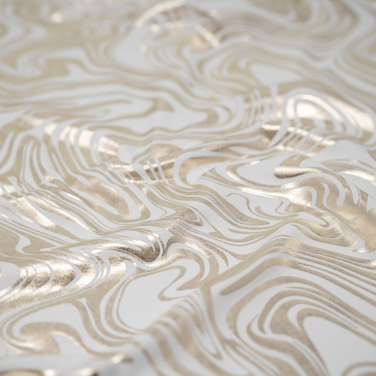 Marble Foil Printed Nylon Spandex Superflex Fabric - Marble Foil Print, 55/56" Width (1 Yard)