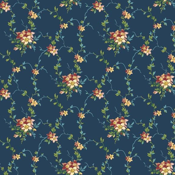 Quilting Cotton Marcella Dark Blue Trellis Marcus Fabrics